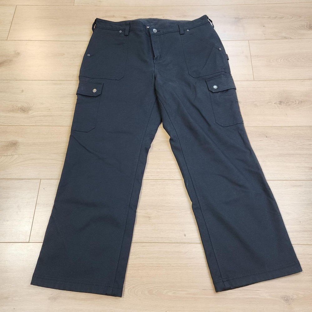 Duluth Trading Co Flex Firehose Pants Womens 16x29 Black Fleece Lined Workwear